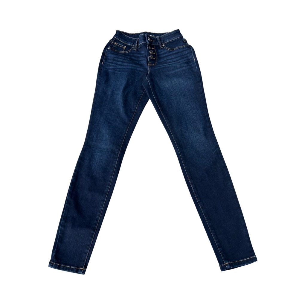 Maurices Womens Dark Wash Button Fly High Rise‎ Skinny Jeans XS REG